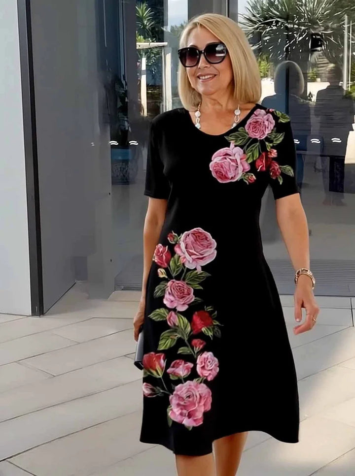 Rosara - Comfortable Loose Printed Medium Dress