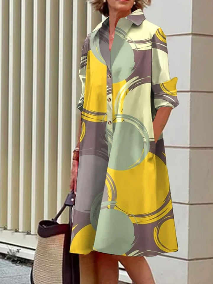 Jade | Abstract Polka Shirt Dress