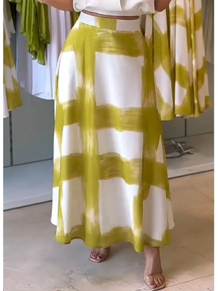 Jimin - Brushstroke Print Cotton and Linen Skirt