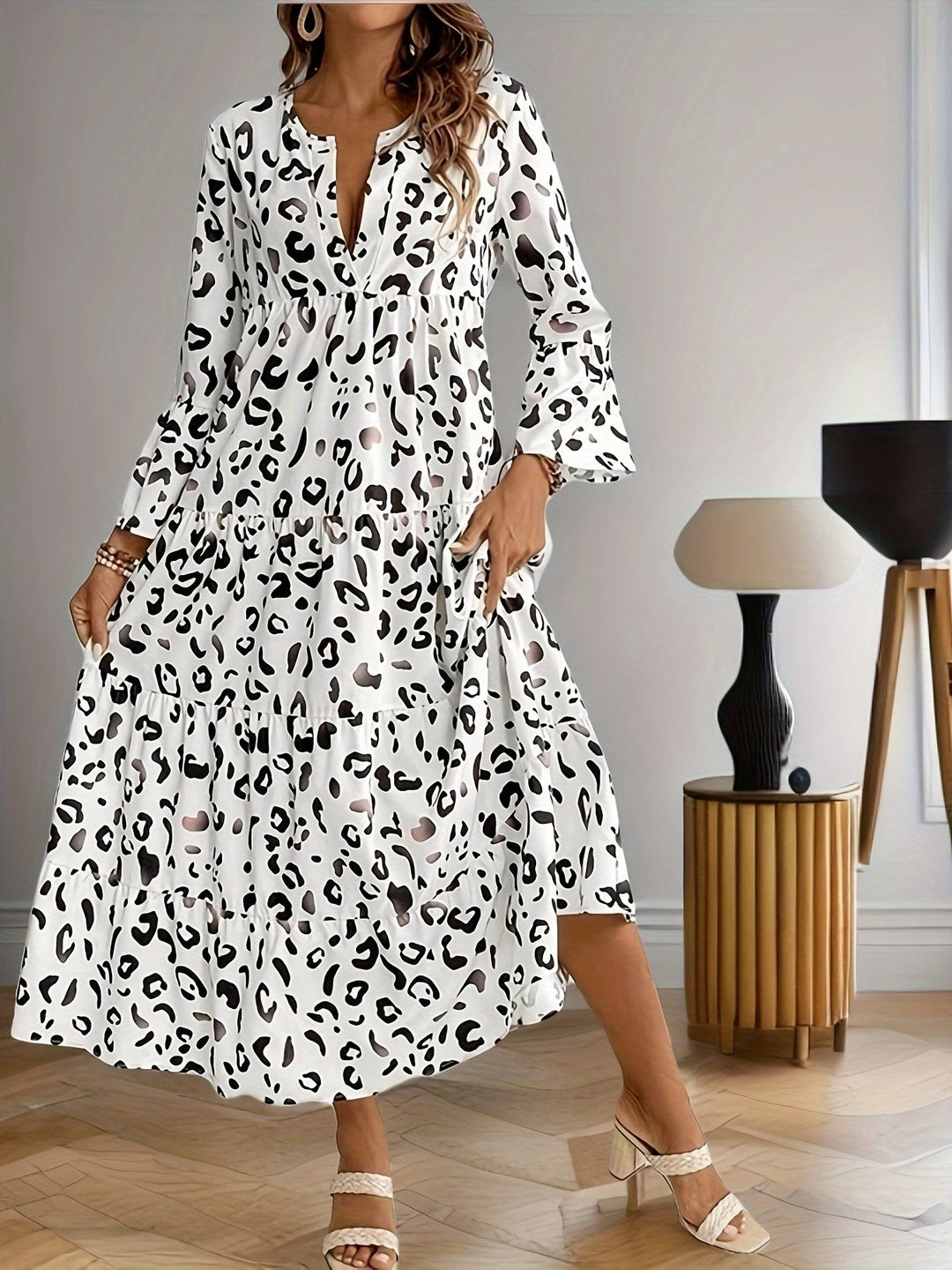 Morrene | Leopard V-Neck Maxi Dress