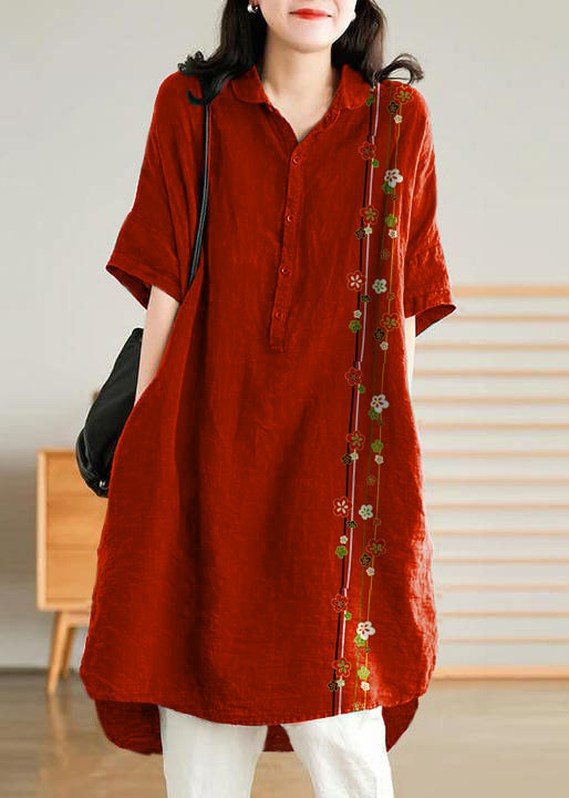 Linen Women Casual Linen Shirt Dress