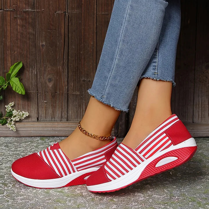 Tasha - Comfortable orthopedic slip on sneaker with stripes