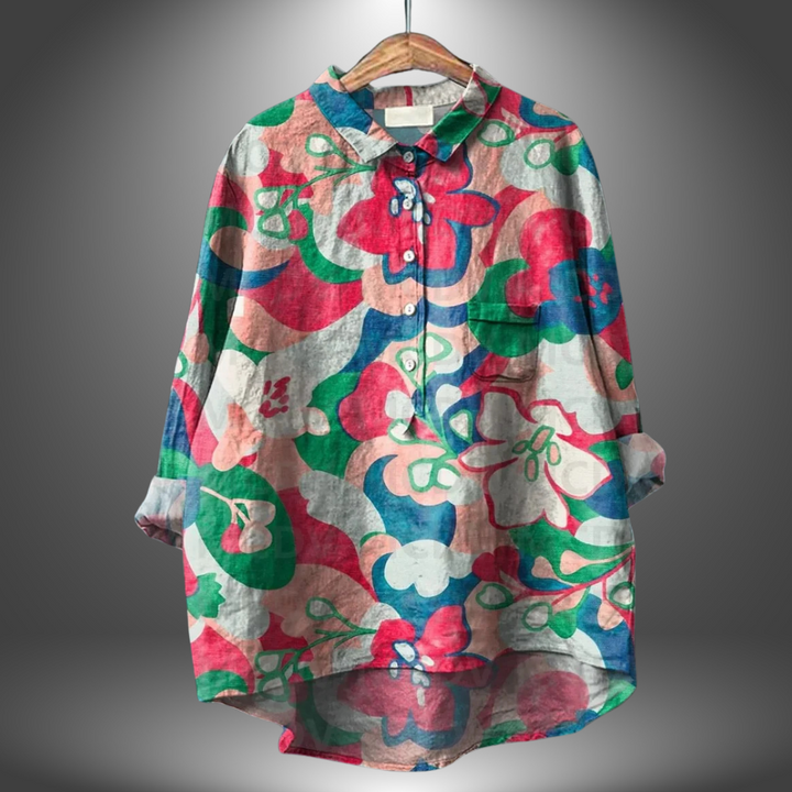 Bella™ | Handmade shirt with floral pattern for women