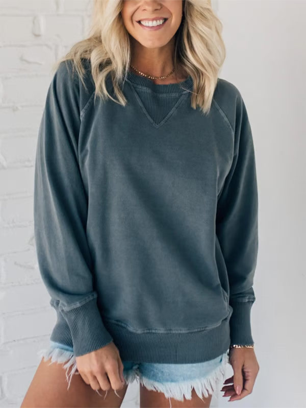 Nora | Women's Ribbed Accent Pocketed Pullover