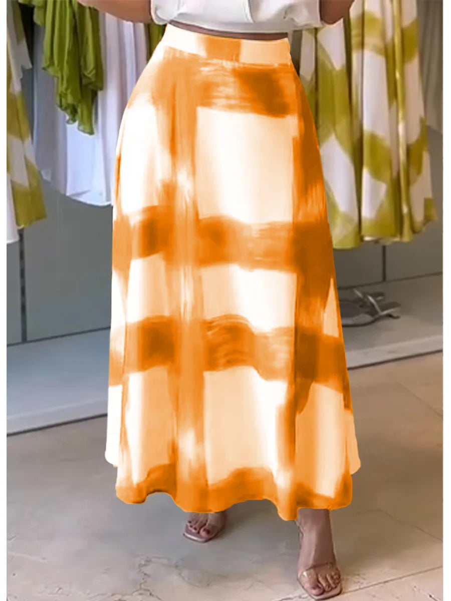 Jimin - Brushstroke Print Cotton and Linen Skirt