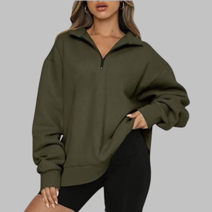TENLEY™ - Casual Oversized Half Zip Long Sleeve Sweatshirt