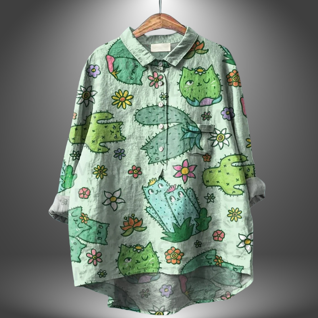 Bella™ | Handmade shirt with floral pattern for women