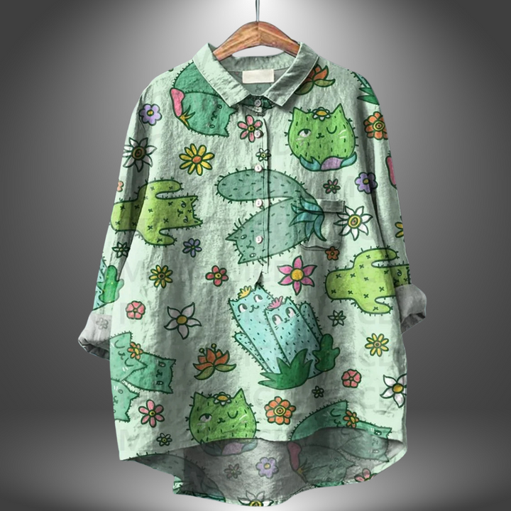 Bella™ | Handmade shirt with floral pattern for women