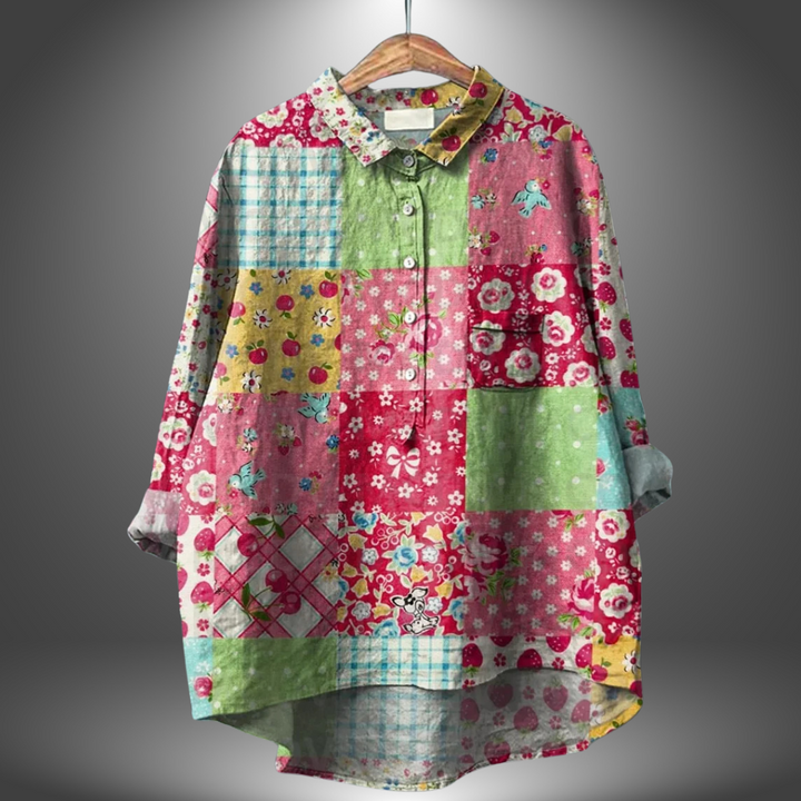 Bella™ | Handmade shirt with floral pattern for women