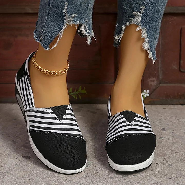 Tasha - Comfortable orthopedic slip on sneaker with stripes
