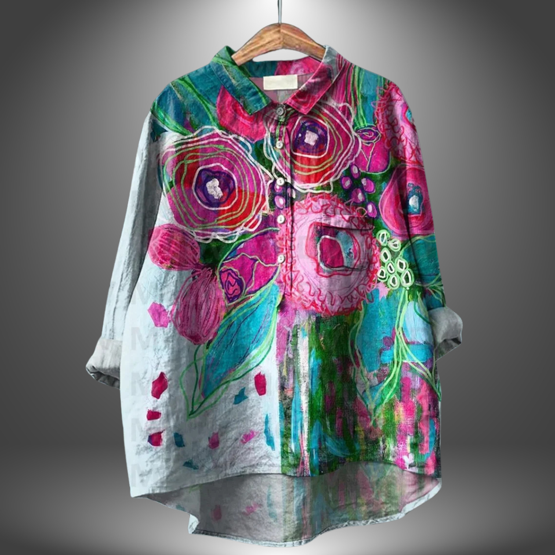 Bella™ | Handmade shirt with floral pattern for women