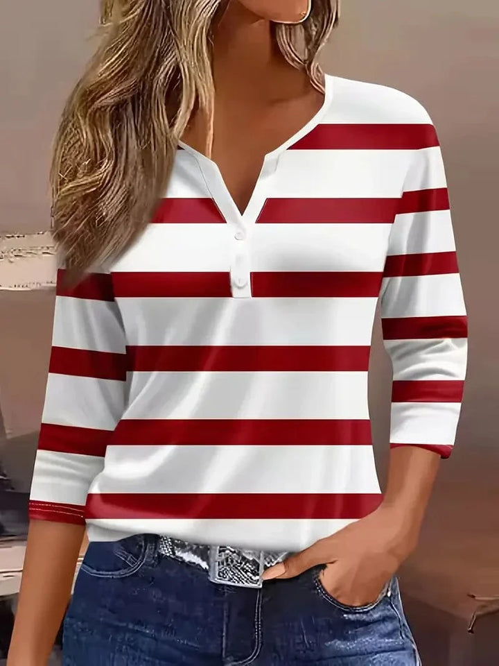 Dakota - Striped V-Neck Top