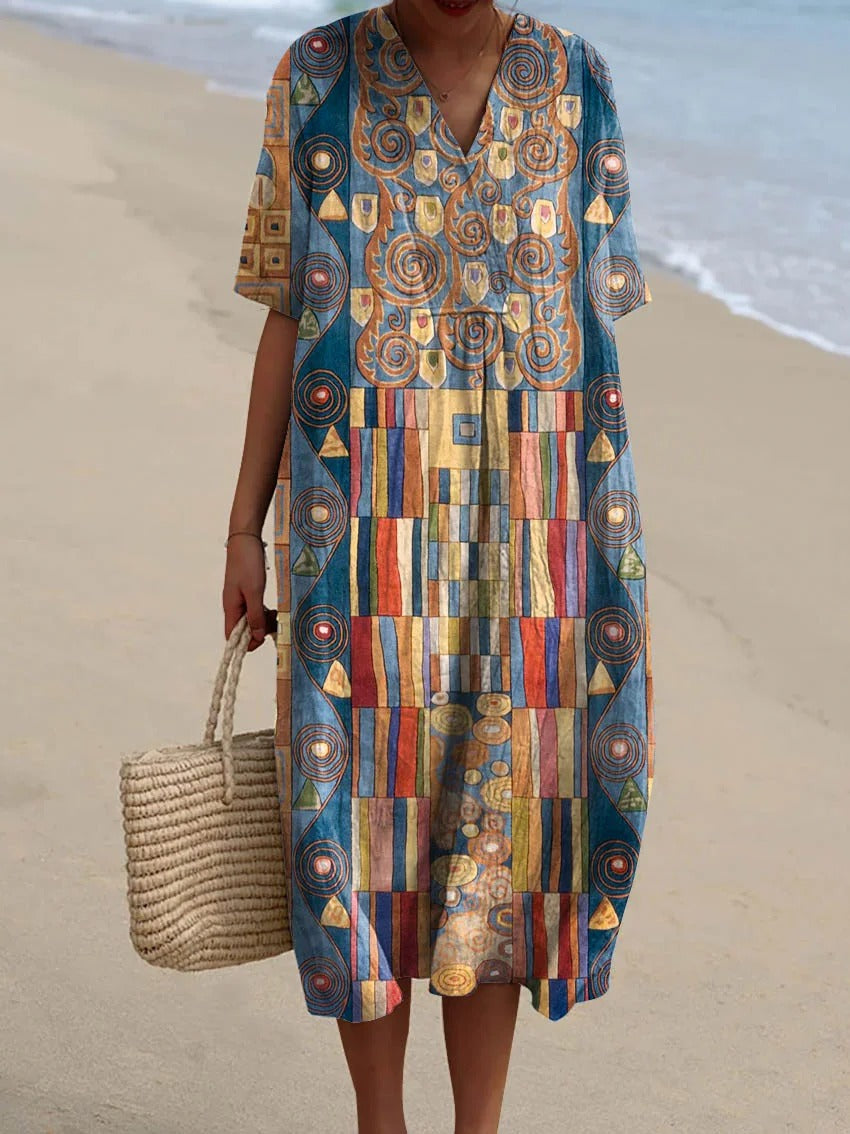 Freya - Abstract Geometric Pattern Art Print Dress, Tops and Jumpsuit