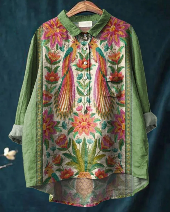 Jaclynn | Floral Cotton-Linen Shirt