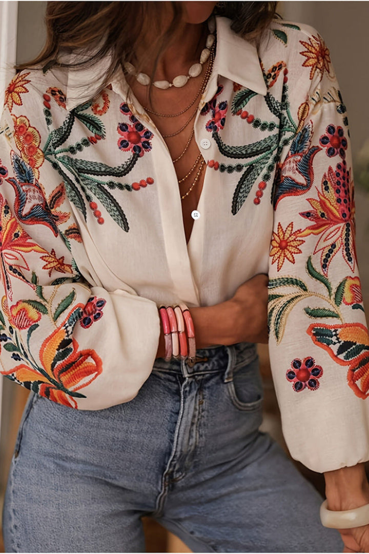 Marla - Casual shirt with long sleeves and floral print