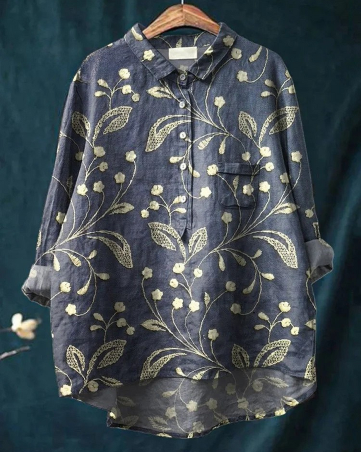 Esther - Vintage Floral Art Print Pocket Cotton Dress, Top and Skirt