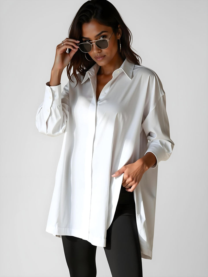 Diana - Oversized Lapel Button Shirt Dress