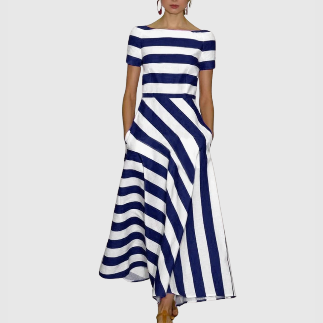Madeline - Striped Off-Shoulder Maxi Dress