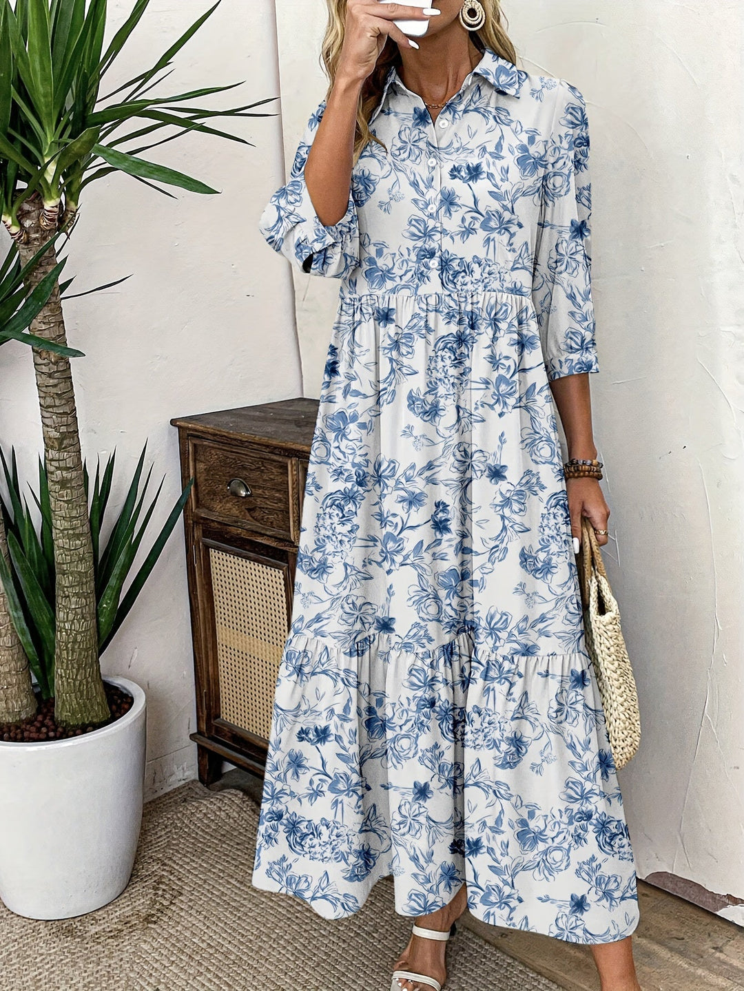 Valeska | Boho Floral Midi Dress