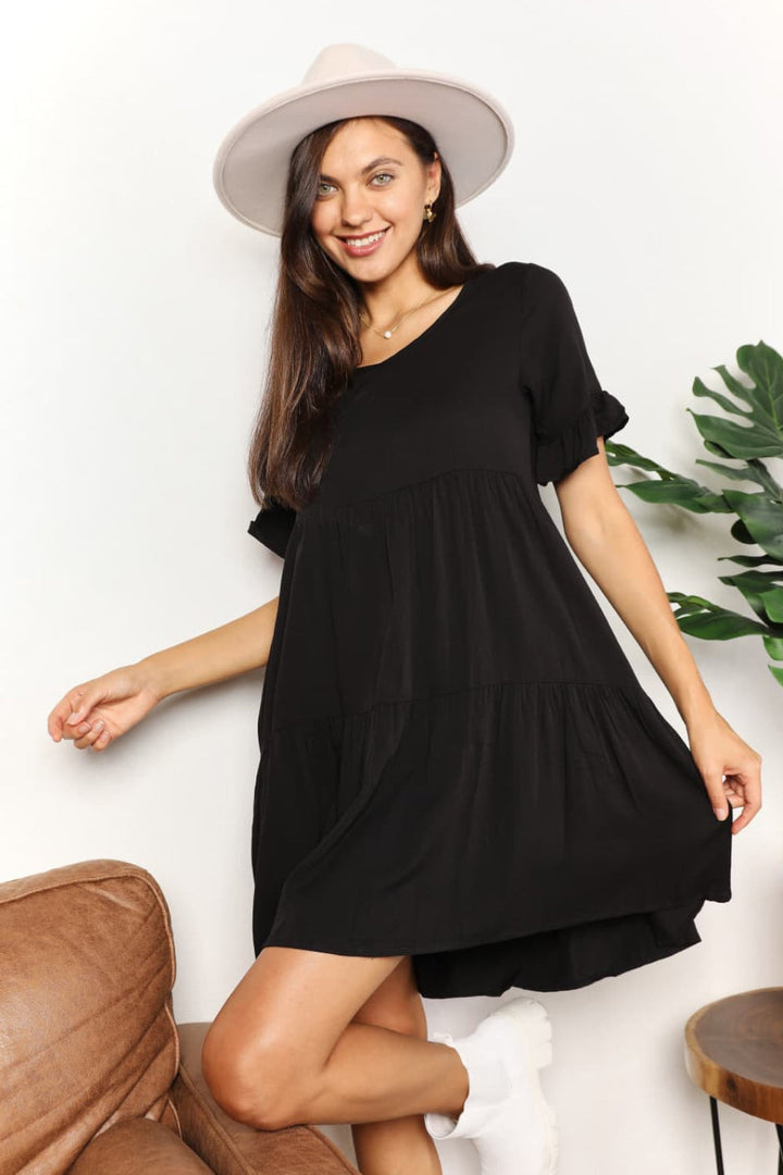 Grace™ - V-Neck Flounce Sleeve Tiered Dress