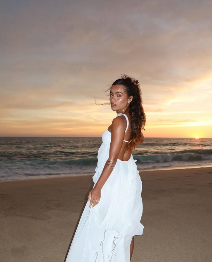 Jade - Irregular Ruffles Strapless Long Maxi Dress