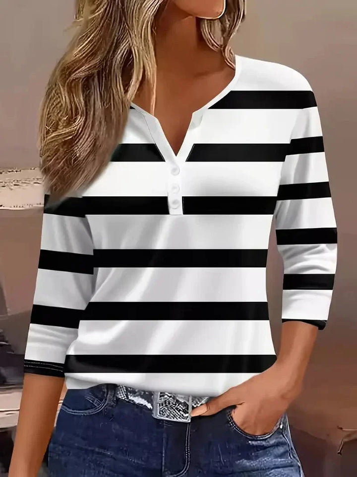 Dakota - Striped V-Neck Top