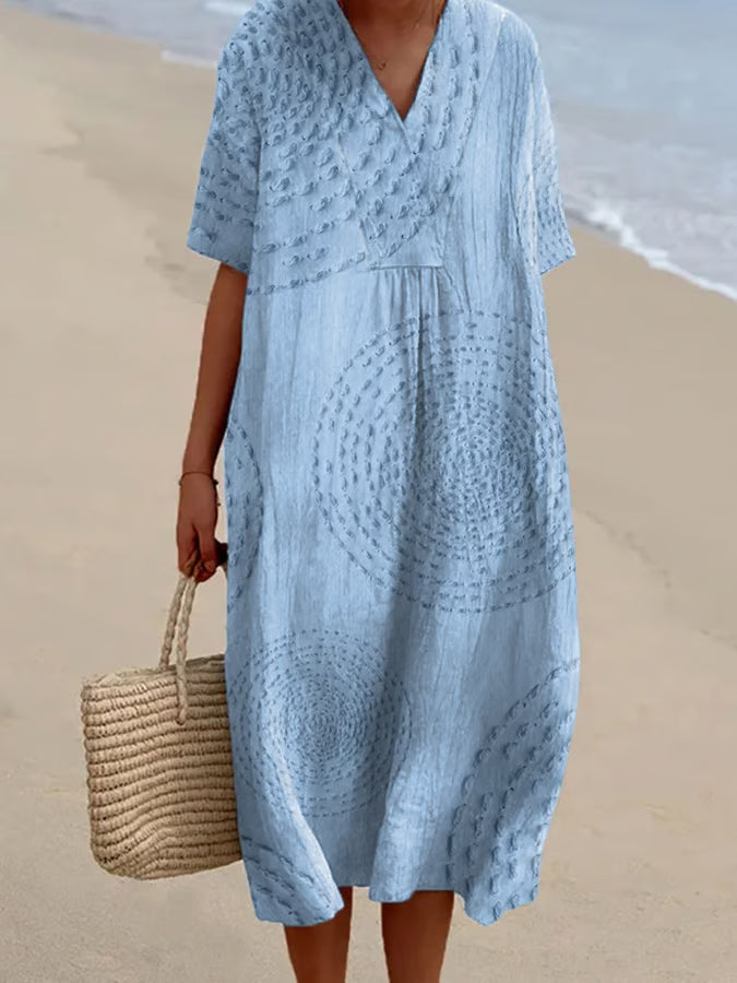 Arielle | Loose-fitting dress with circular embroidery