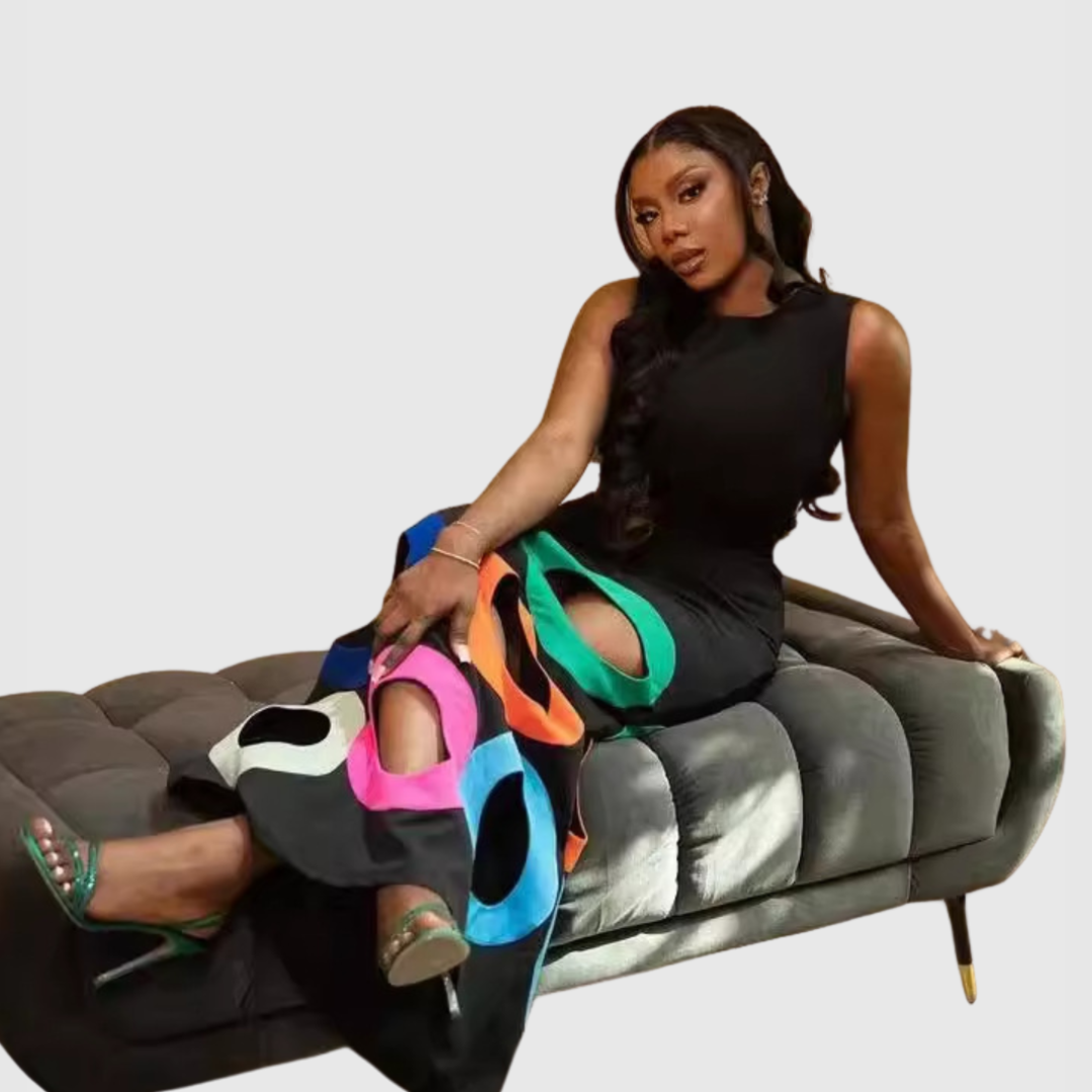 Anya - Colorful Hollow Out Bodycon Maxi Dress