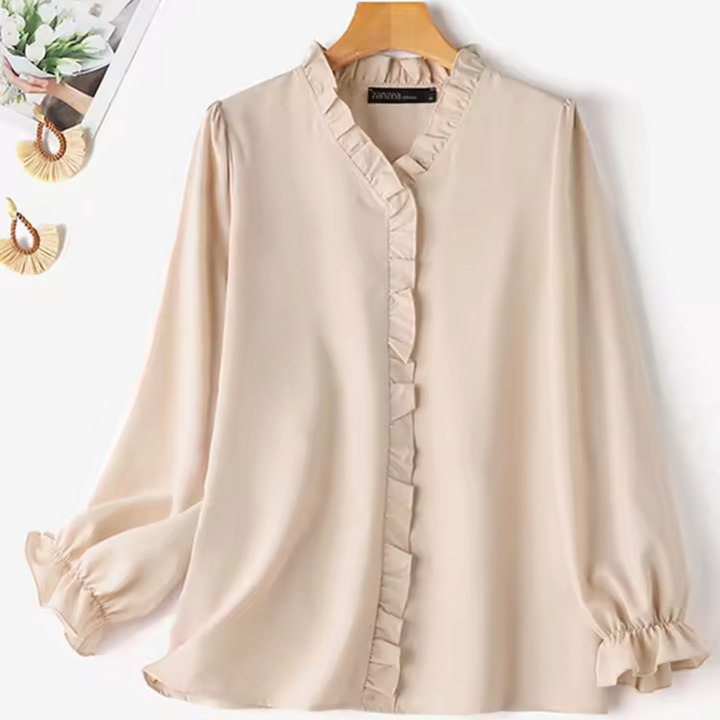 Selene – Elegant V-Neck Long Sleeve Blouse