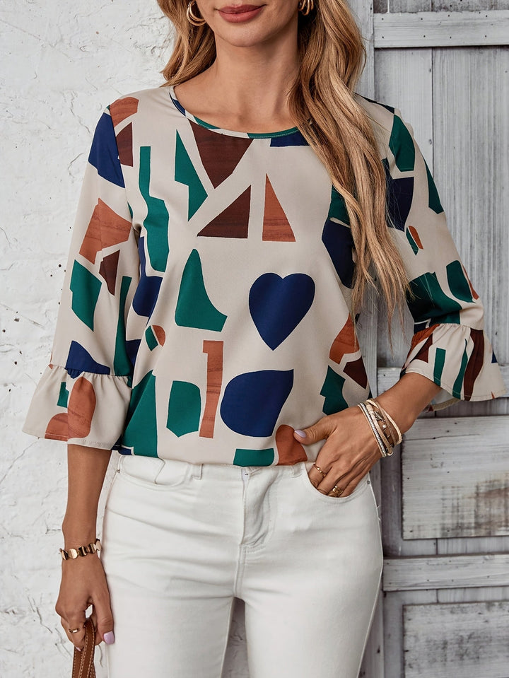 Aria™ – Elegant Geometric Print Blouse