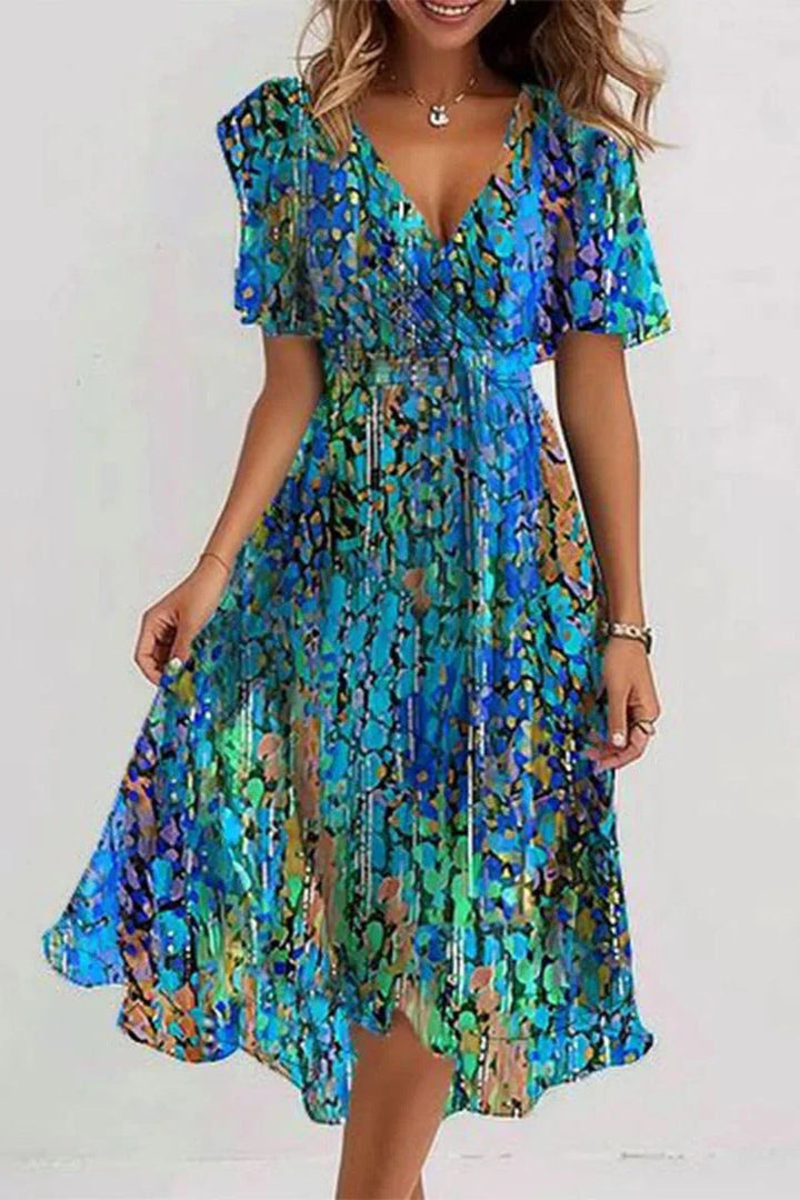 Printed Chiffon Midi Dress