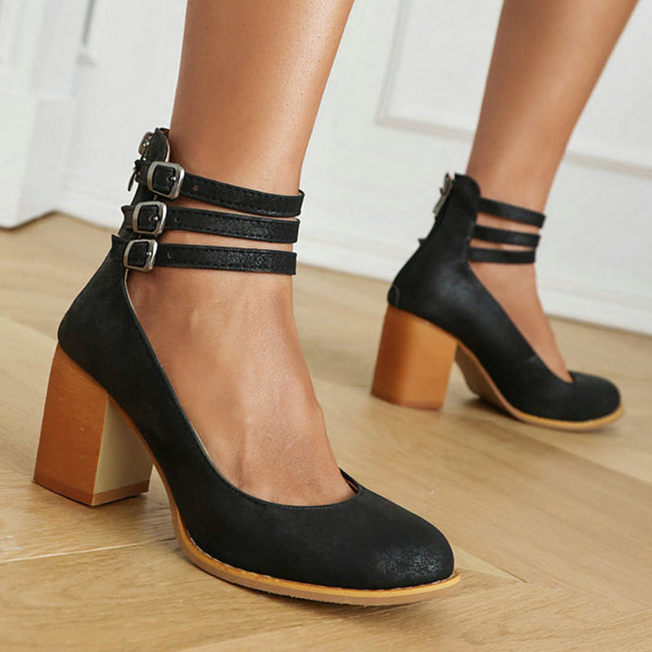 Jadara Triple Buckle Heels