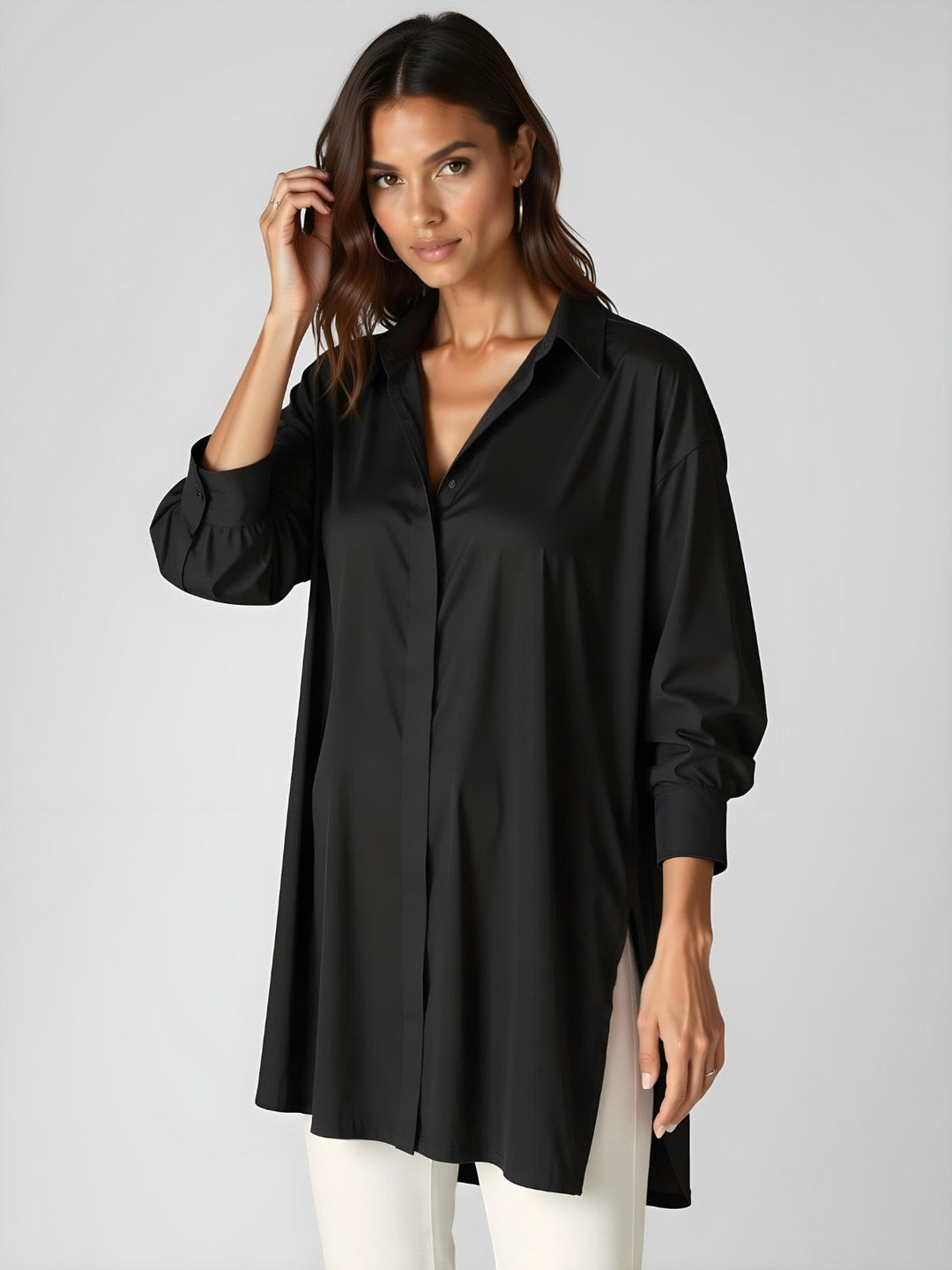 Diana - Oversized Lapel Button Shirt Dress