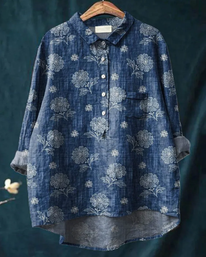 Reina | Floral Cotton-Linen Shirt