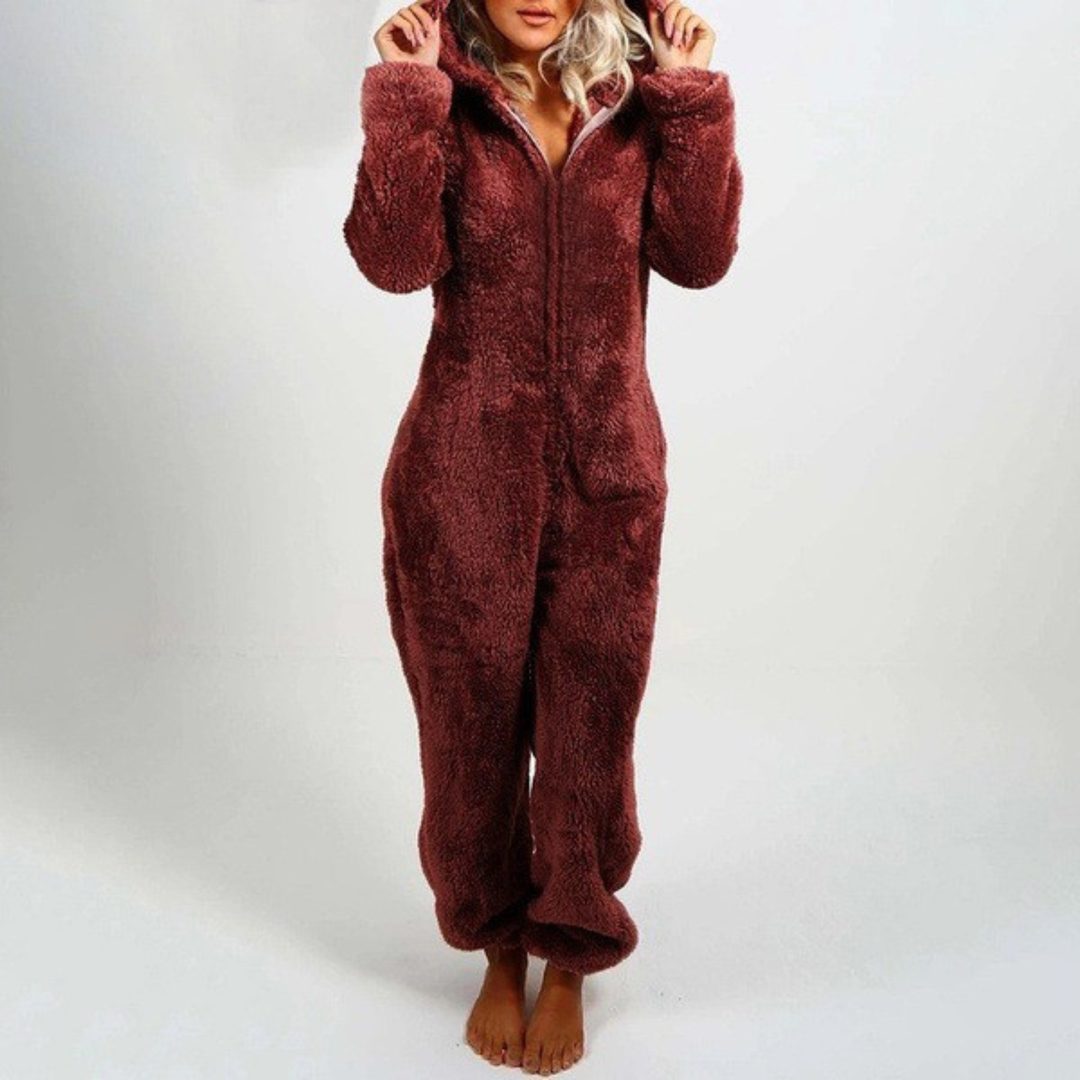 LUMI™ - Comfy Zipper Hooded Long Sleeve Plush Pajama Jumpsuit