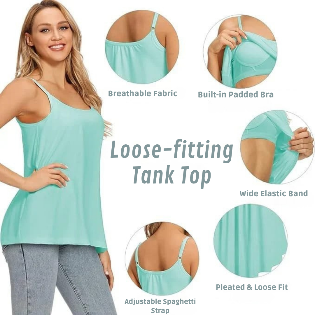 Loose-fitting tank top with integrated bra