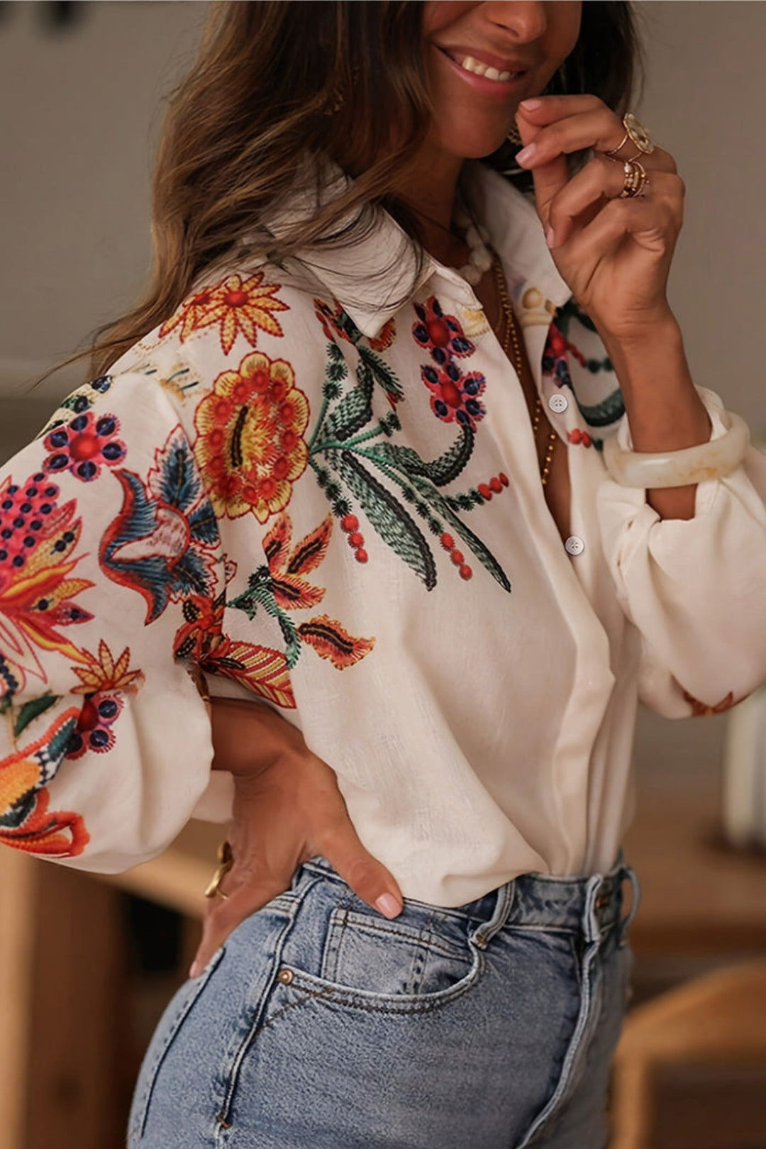 Marla - Casual shirt with long sleeves and floral print