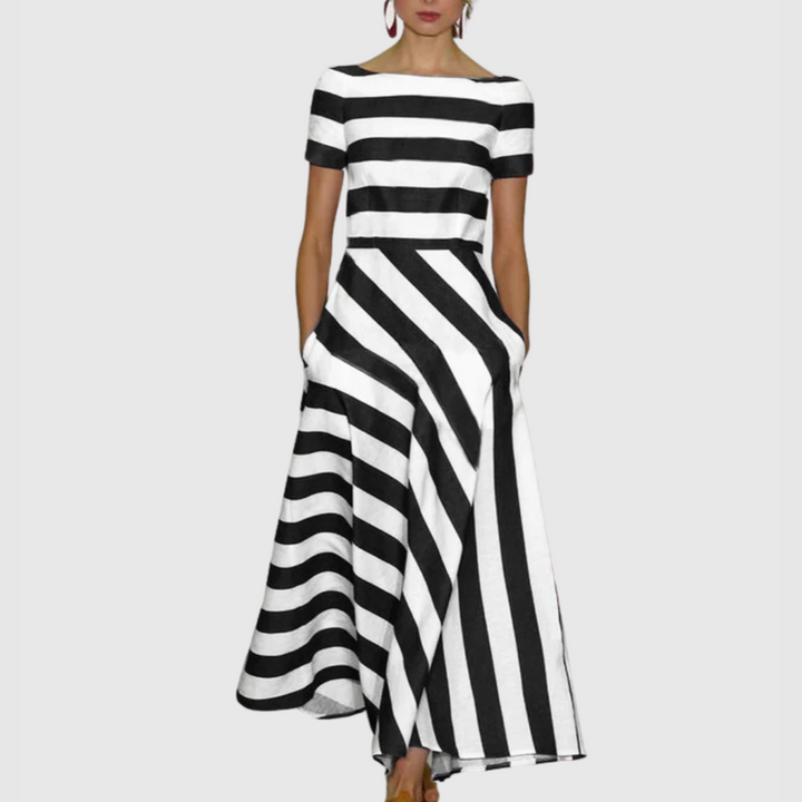 Madeline - Striped Off-Shoulder Maxi Dress