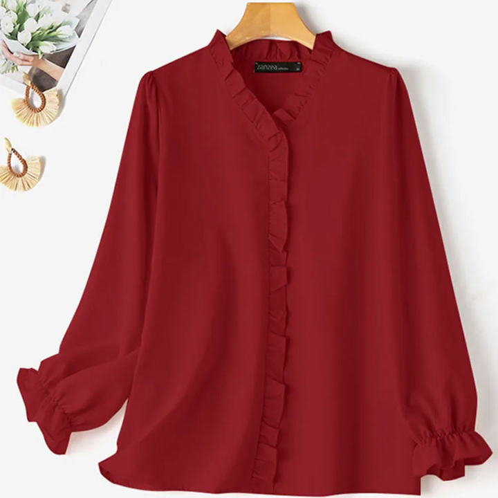 Selene – Elegant V-Neck Long Sleeve Blouse