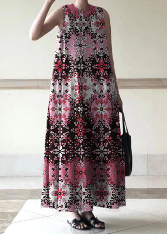 Handmade linen dresses o neck sleeveless cotton robes summer Dresses