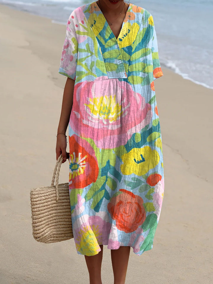 Reese - Watercolor Flowers Art Print Dress, Tops and Pants