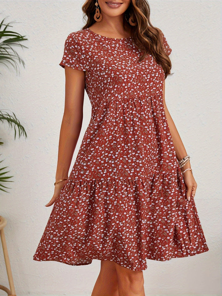 Callista - Floral Crew Neck Dress