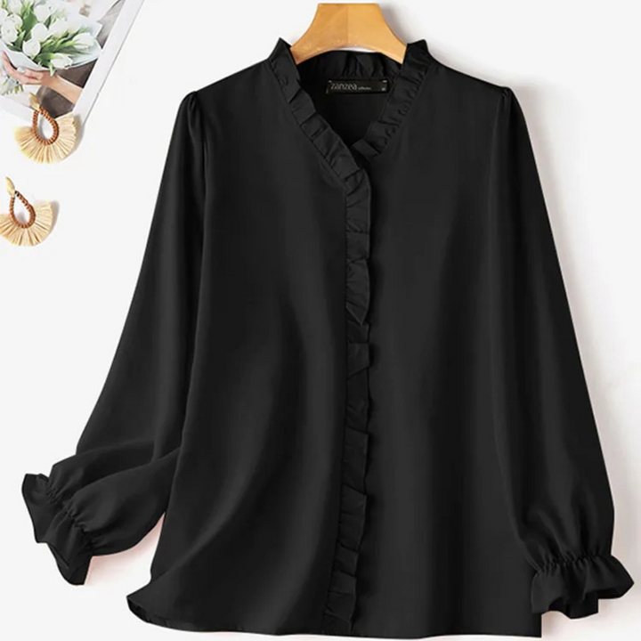 Selene – Elegant V-Neck Long Sleeve Blouse