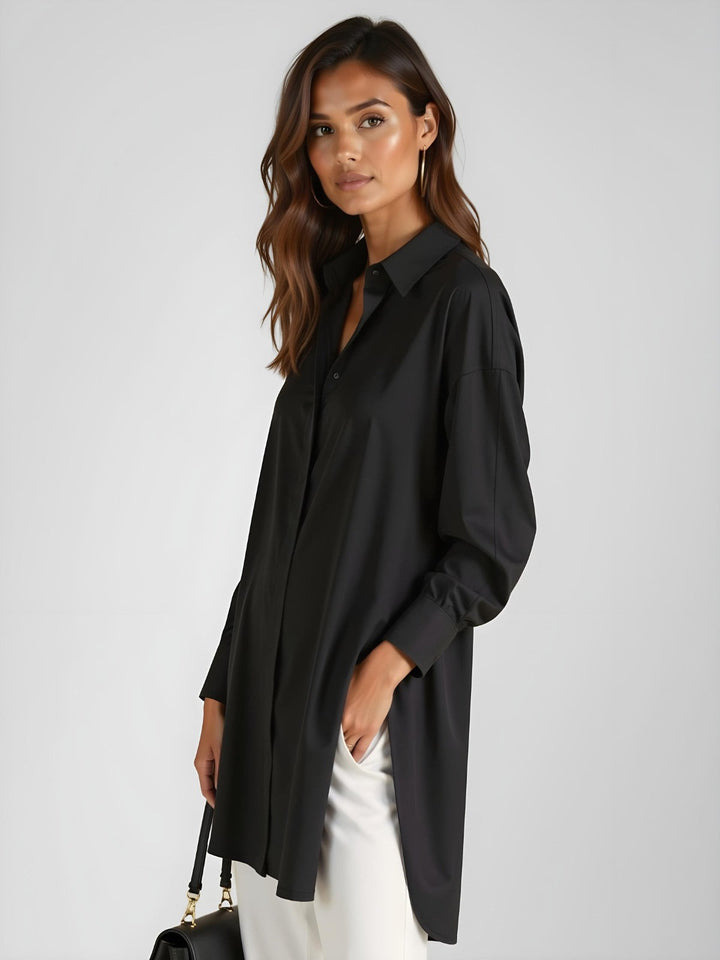 Diana - Oversized Lapel Button Shirt Dress