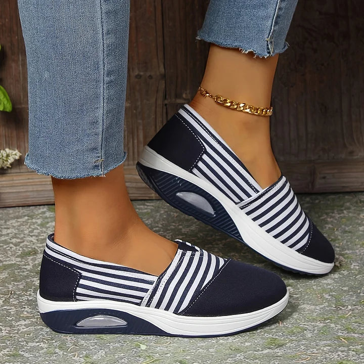 Tasha - Comfortable orthopedic slip on sneaker with stripes