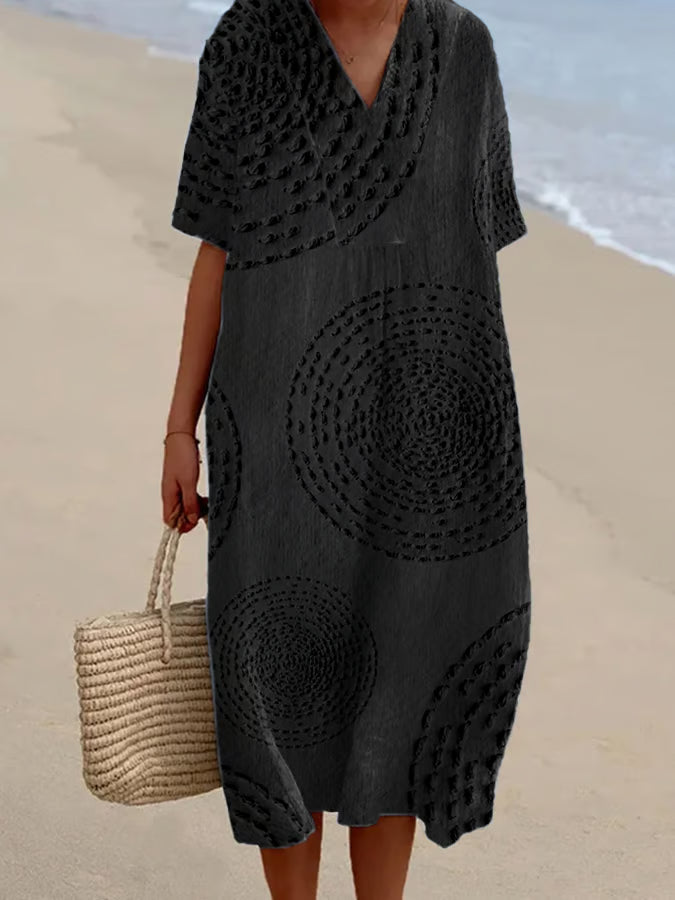 Arielle | Loose-fitting dress with circular embroidery