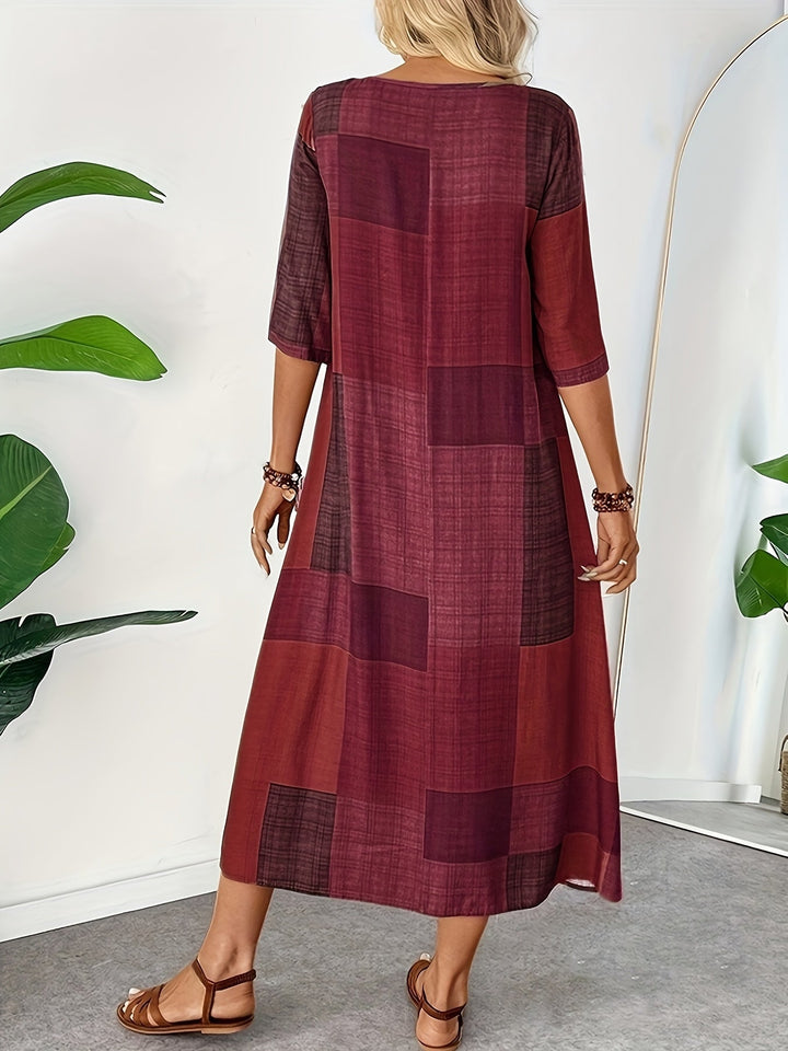 Xylia | Retro Plaid Maxi Dress