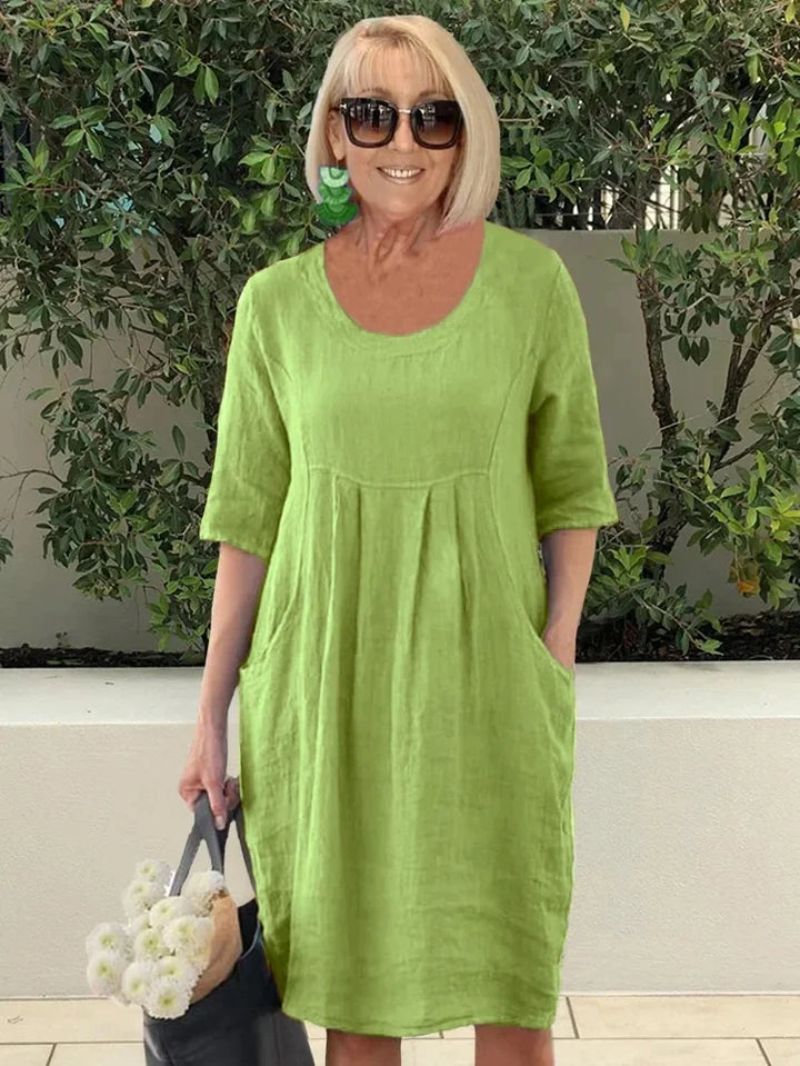 Noara - Casual Cotton Pocket Tunic Dress