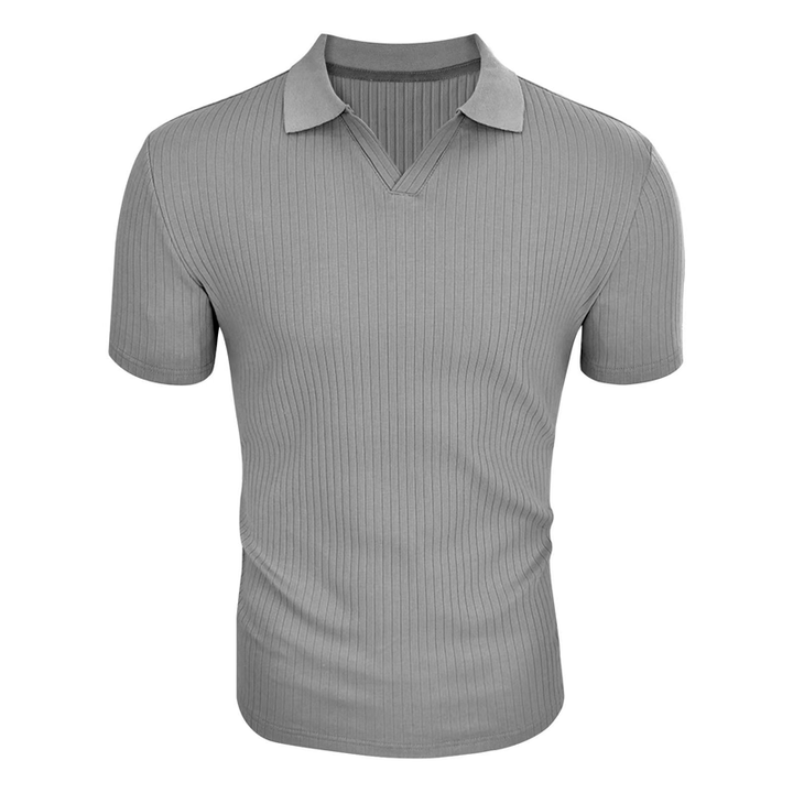 Elijah™ - Solid Striped Lapel Polo Shirt