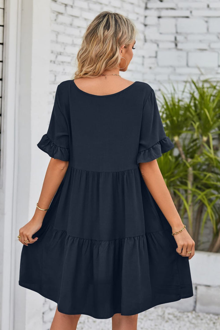 Grace™ - V-Neck Flounce Sleeve Tiered Dress